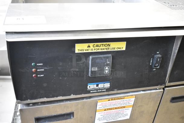 Giles EOF-24 Stainless Steel Commercial Electric Powered 3 Bay Deep Fat Fryer w/ Dumping Station on Commercial Casters. 480 Volts, 3 Phase. - Image 4 of 14