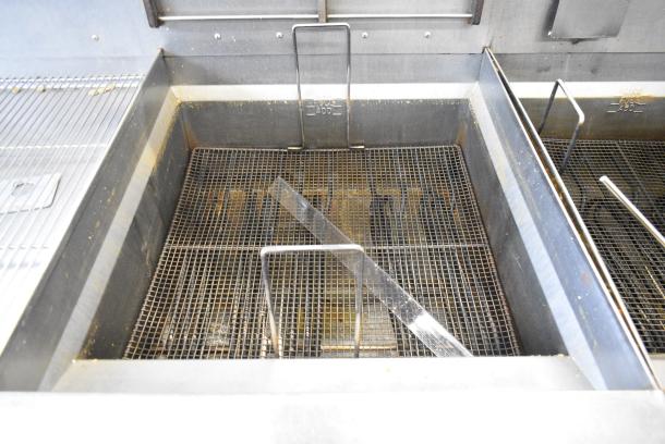 Giles EOF-24 Stainless Steel Commercial Electric Powered 3 Bay Deep Fat Fryer w/ Dumping Station on Commercial Casters. 480 Volts, 3 Phase. - Image 7 of 14