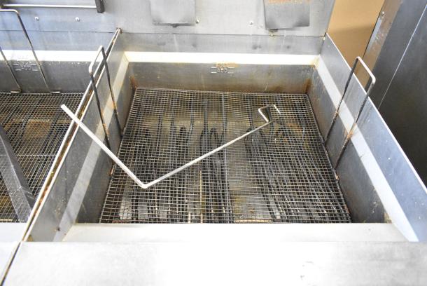 Giles EOF-24 Stainless Steel Commercial Electric Powered 3 Bay Deep Fat Fryer w/ Dumping Station on Commercial Casters. 480 Volts, 3 Phase. - Image 8 of 14