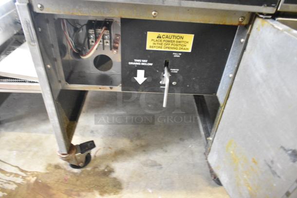 Giles EOF-24 Stainless Steel Commercial Electric Powered 3 Bay Deep Fat Fryer w/ Dumping Station on Commercial Casters. 480 Volts, 3 Phase. - Image 12 of 14