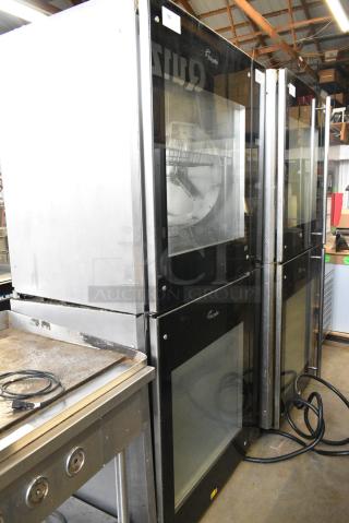 2 Fri-jado TDR 7 P Stainless Steel Commercial Electric Powered Rotisserie Oven on Commercial Casters. 208 Volts, 3 Phase. 2 Times Your Bid!