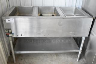 Eagle SDHT3-240 Stainless Steel Commercial 3 Bay Steam Table w/ Under Shelf. 240 Volts.