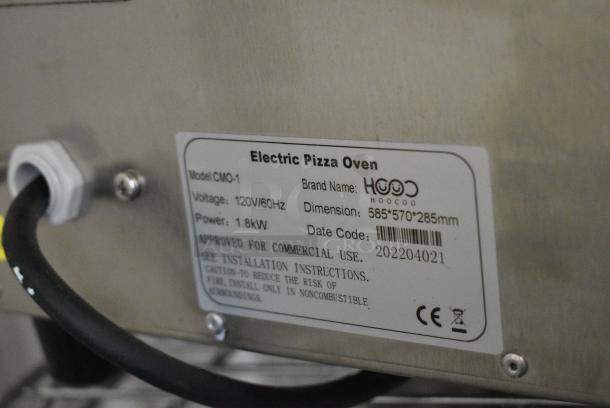 BRAND NEW SCRATCH AND DENT! 2022 Hoocoo CMO-1 Stainless Steel Commercial Countertop Electric Powered Single Deck Pizza Oven w/ Broken Cooking Stone. 120 Volts, 1 Phase. Tested and Working! - Image 5 of 5