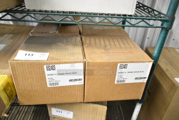 4 BRAND NEW! Boxes of 12 Carlisle 652403 Black Poly 9" Round Weave Pattern Basket. 4 Times Your Bid! - Image 2 of 6