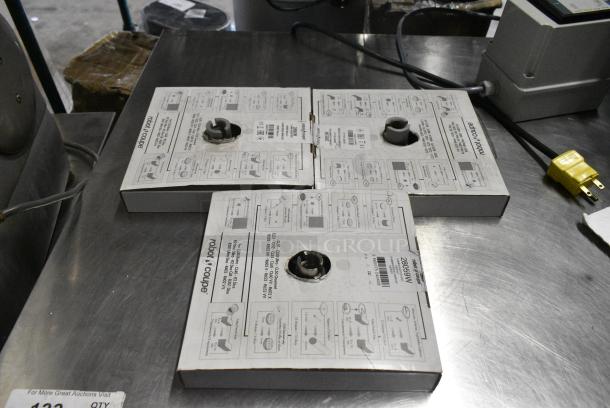 3 BRAND NEW IN BOX! Robot Coupe Food Processor Blades Including 28059W 28163 3/16" Grating / Shredding Disc, 28053W 1/4" Julienne Cutting Disc, 28065W 3/16" Slicing Disc. 3 Times Your Bid! - Image 1 of 6