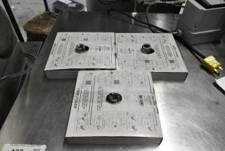 3 BRAND NEW IN BOX! Robot Coupe Food Processor Blades Including 28059W 28163 3/16" Grating / Shredding Disc, 28053W 1/4" Julienne Cutting Disc, 28065W 3/16" Slicing Disc. 3 Times Your Bid!
