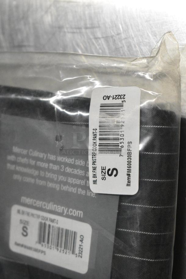 BRAND NEW! Box of Mercer Culinary Small Black Pinstripe Cook Pants - Image 4 of 5