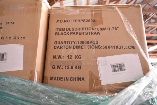 30 Boxes of BRAND NEW! Boxes of 10,000 FFBPS2002 6mm 7.75" Black Paper Straws. 30 Times Your Bid! - Image 3 of 3