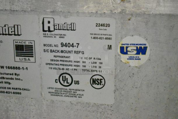 Randell 9404-7 Stainless Steel Commercial Single Door Undercounter Cooler on Commercial Casters. 115 Volts, 1 Phase. Tested and Working! - Image 5 of 6