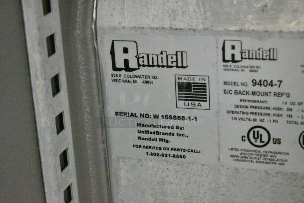 Randell 9404-7 Stainless Steel Commercial Single Door Undercounter Cooler on Commercial Casters. 115 Volts, 1 Phase. Tested and Working! - Image 6 of 6