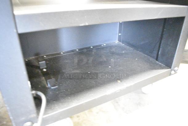 Black Metal Commercial Pastry Donut Bagel Display Case Merchandiser w/ Metal Wire Baskets on Commercial Casters. Tested and Working! - Image 6 of 7