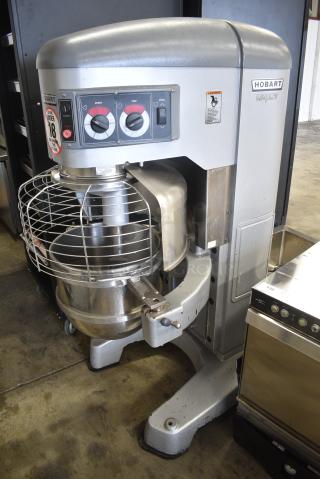 Hobart Legacy HL800 Metal Commercial Floor Style 80 Quart Planetary Dough Mixer w/ Bowl Guard and Stainless Steel Mixing Bowl (not 80 quart). 200-240 Volts, 3 Phase.