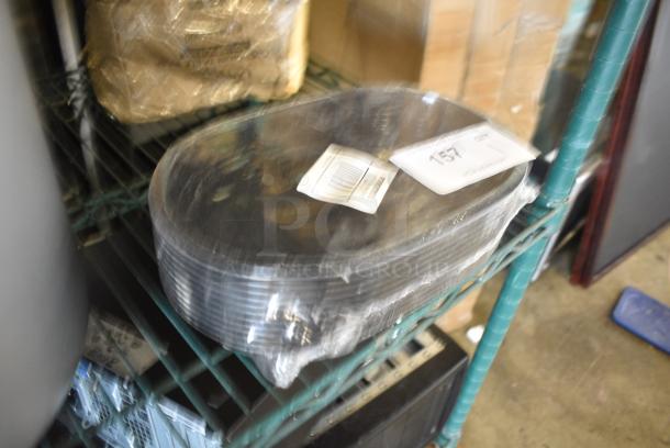 Package of 12 BRAND NEW! 176BSKT117BK Choice 11" x 7" x 1 1/2" Black Oval Plastic Fast Food Basket - Image 2 of 3