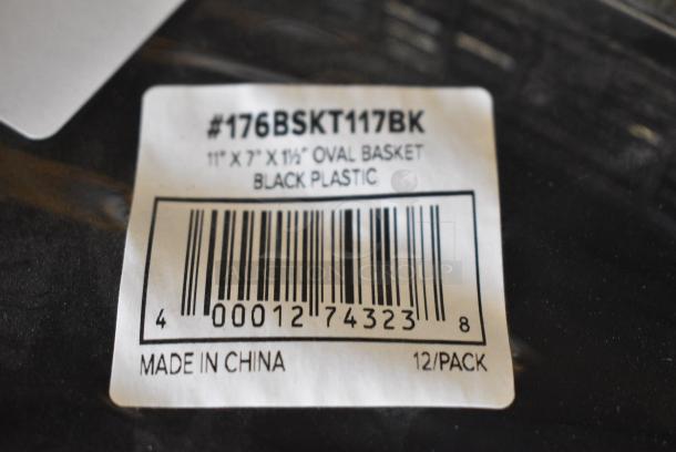 Package of 12 BRAND NEW! 176BSKT117BK Choice 11" x 7" x 1 1/2" Black Oval Plastic Fast Food Basket - Image 3 of 3