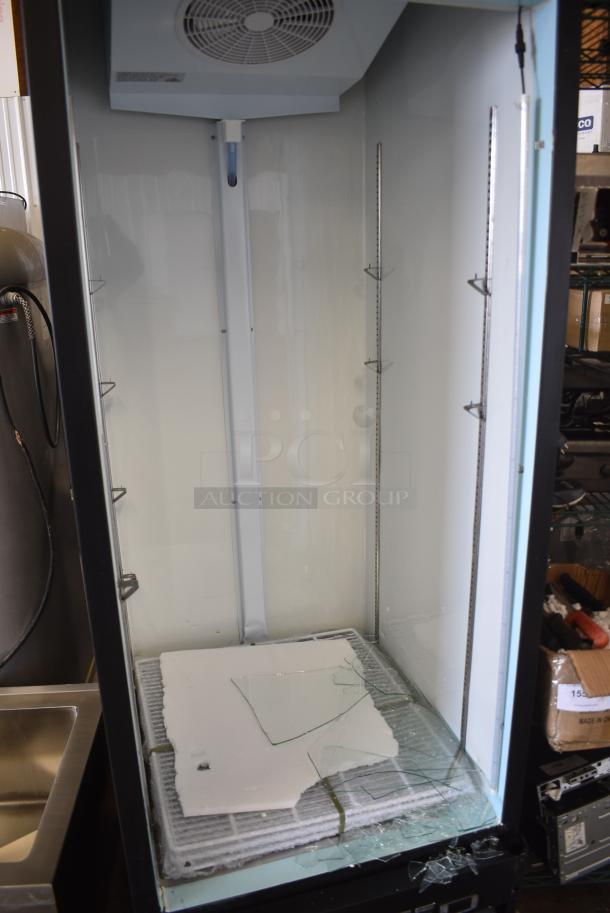 BRAND NEW SCRATCH AND DENT! 2024 KoolMore MDR-1GD-23C Metal Commercial Single Door Reach In Cooler Merchandiser. See Pictures for Broken Glass. 115 Volts, 1 Phase. Tested and Working! - Image 7 of 9