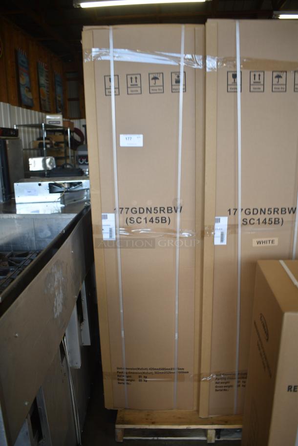 BRAND NEW IN BOX! Galaxy 177GDN5RBW Metal Commercial Single Door Reach In Cooler Merchandiser with Red, White, and Blue LED Lighting. 110-120 Volts, 1 Phase - Image 2 of 3