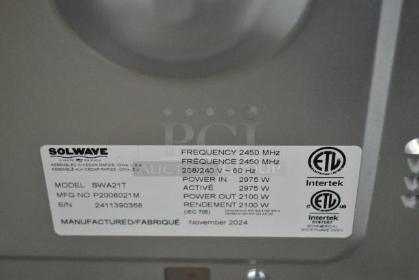 BRAND NEW SCRATCH AND DENT! 2024 Solwave SWA21T Stainless Steel Commercial Countertop Microwave Oven. 208/240 Volts, 1 Phase. - Image 7 of 7