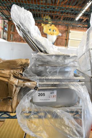 9 Various BRAND NEW SCRATCH AND DENT! Items Including Stainless Steel Drop In Bins and Lids. 9 Times Your Bid!