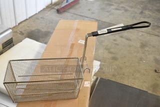 2 BRAND NEW SCRATCH AND DENT! 190FB1466 13 1/2" x 6 1/4" x 6" Half Size Fryer Basket with Back Hook. 2 Times Your Bid!