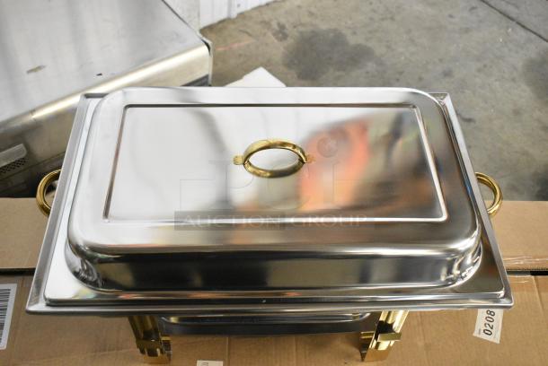 4 BRAND NEW! Choice 92246320 Deluxe 8 Qt. Full Size Gold Accent Chafer. 4 Times Your Bid! - Image 3 of 6