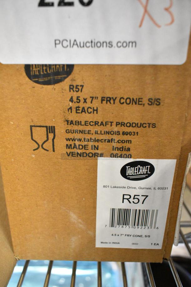 3 BRAND NEW SCRATCH AND DENT! 808R57 TableCraft R57 7" Brushed Stainless Steel Footed French Fry Cone. 3 Times Your Bid! - Image 4 of 5