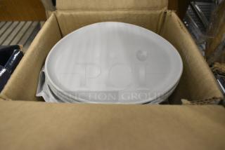 2 BRAND NEW SCRATCH AND DENT! Boxes of 12 GET Enterprises CS-710-LG Riverstone 7" Light Gray Irregular Round Matte Melamine Coupe Plate. 2 Times Your Bid!