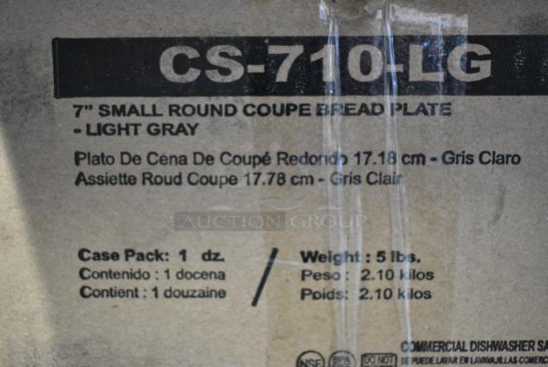 2 BRAND NEW SCRATCH AND DENT! Boxes of 12 GET Enterprises CS-710-LG Riverstone 7" Light Gray Irregular Round Matte Melamine Coupe Plate. 2 Times Your Bid! - Image 4 of 5
