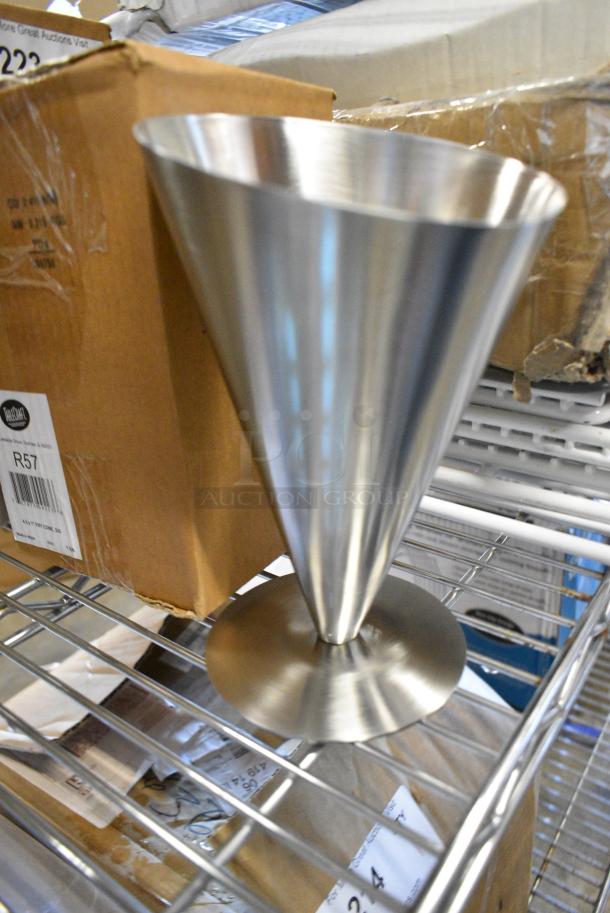 3 BRAND NEW SCRATCH AND DENT! TableCraft R57 7" Brushed Stainless Steel Footed French Fry Cone. 3 Times Your Bid! - Image 2 of 3