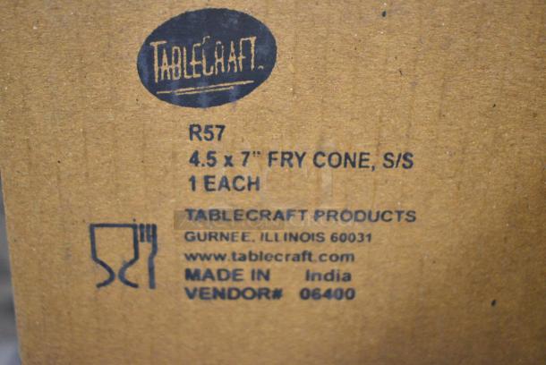 3 BRAND NEW SCRATCH AND DENT! TableCraft R57 7" Brushed Stainless Steel Footed French Fry Cone. 3 Times Your Bid! - Image 3 of 3