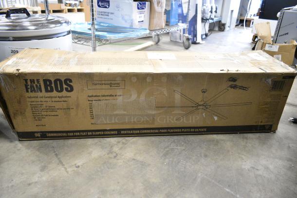 BRAND NEW SCRATCH AND DENT! 664CP96BK Canarm FANBOS 96" Black Variable Speed Industrial Indoor Ceiling Fan CP96BK - 16729 CFM, 105 RPM, 120V, 1 Phase - Image 2 of 9
