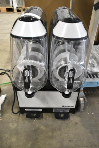 BRAND NEW SCRATCH AND DENT! Stoelting SCBF128-37 Double 2.6 Gallon Frozen Beverage / Granita Machine. 115 Volts, 1 Phase. Tested and Powers On But Parts Do Not Move and Does Not Get Cold