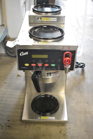 BRAND NEW SCRATCH AND DENT! Curtis ALP3GT12A000 Stainless Steel 12 Cup Coffee Brewer with 1 Lower and 2 Upper Warmers. 120 Volts, 1 Phase.