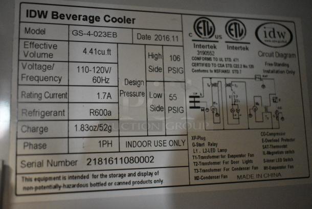 IDW GS-4-023EB Metal Mini Cooler Merchandiser. 110-120 Volts, 1 Phase. Tested and Working! - Image 6 of 7