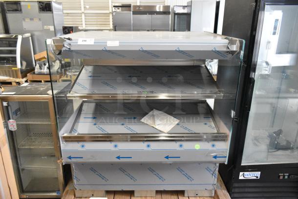 BRAND NEW SCRATCH AND DENT! 2016 BKI HSS4-2TSQ Stainless Steel Commercial Floor Style 2 Tier Warming Display Case Merchandiser. 230 Volts, 1 Phase. - Image 1 of 8