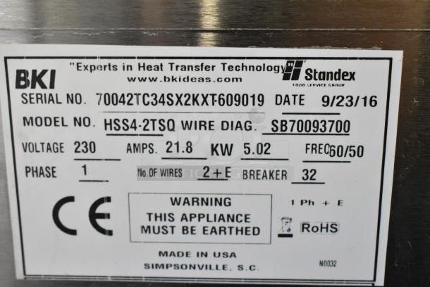 BRAND NEW SCRATCH AND DENT! 2016 BKI HSS4-2TSQ Stainless Steel Commercial Floor Style 2 Tier Warming Display Case Merchandiser. 230 Volts, 1 Phase. - Image 8 of 8