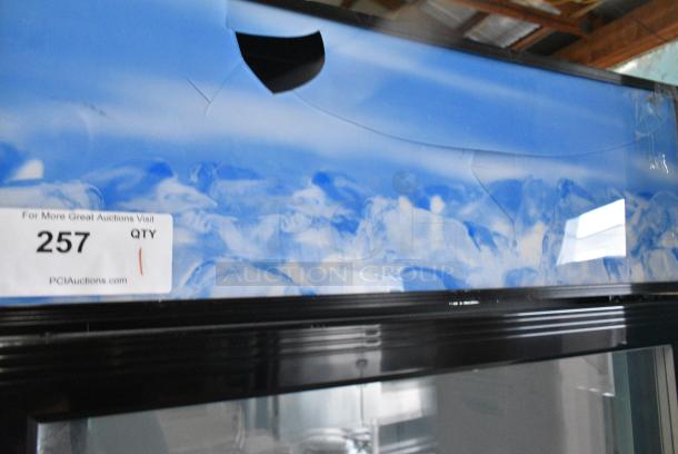 BRAND NEW SCRATCH AND DENT! 2023 Avantco 178GDC12FHCB Metal Commercial Single Door Reach In Cooler Merchandiser w/ Commercial Casters. 115 Volts, 1 Phase. Tested and Working! - Image 3 of 7