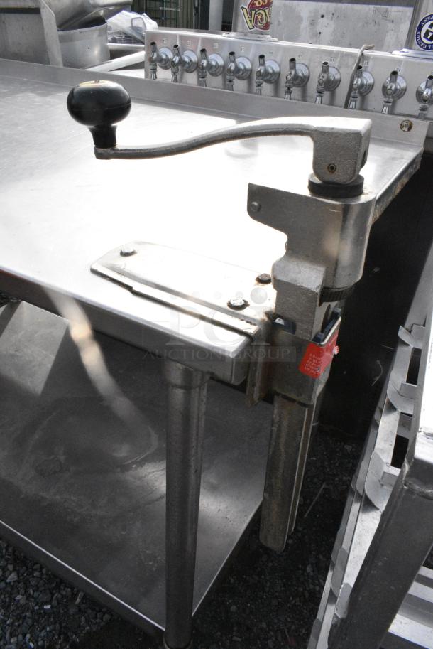 Stainless Steel Table w/ Commercial Can Opener Mount and Under Shelf. - Image 4 of 4