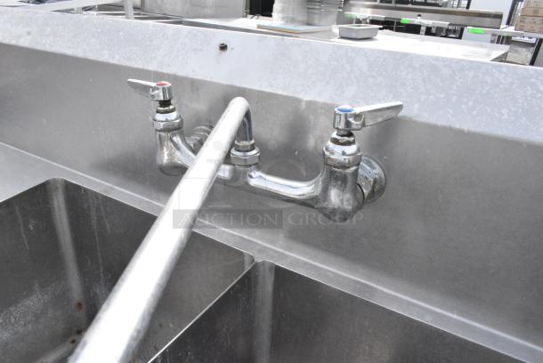 Stainless Steel 2 Bay Sink w/ Left Side Drain Board, Faucet and Handles. - Image 4 of 5