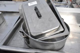 4 Various Metal Items Including Stock Pot and Chafer Lid. 4 Times Your Bid!