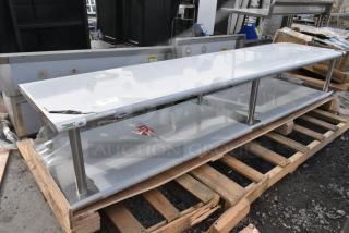 BRAND NEW SCRATCH AND DENT! Regency 600PTSD2496 16-Gauge Type 304 Stainless Steel Pass-Through Shelf with Overshelf - 24" x 96"