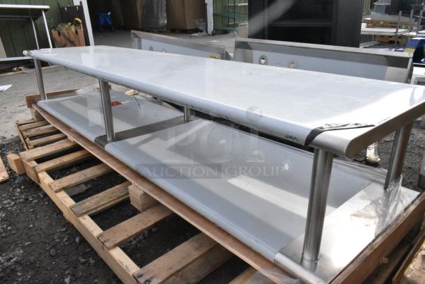 BRAND NEW SCRATCH AND DENT! Regency 600PTSD2496 16-Gauge Type 304 Stainless Steel Pass-Through Shelf with Overshelf - 24" x 96" - Image 2 of 4