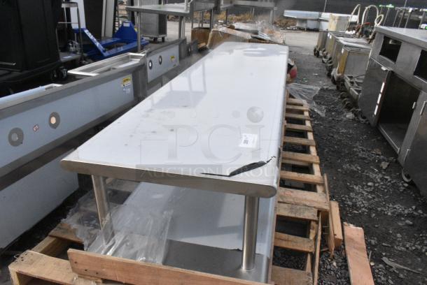 BRAND NEW SCRATCH AND DENT! Regency 600PTSD2496 16-Gauge Type 304 Stainless Steel Pass-Through Shelf with Overshelf - 24" x 96" - Image 3 of 4