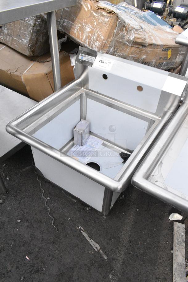 BRAND NEW SCRATCH AND DENT! Steelton 522CS11818N 23 1/2" 18-Gauge Stainless Steel One Compartment Commercial Sink without Drainboard - 18" x 18" x 12" Bowl. No Legs. - Image 2 of 4