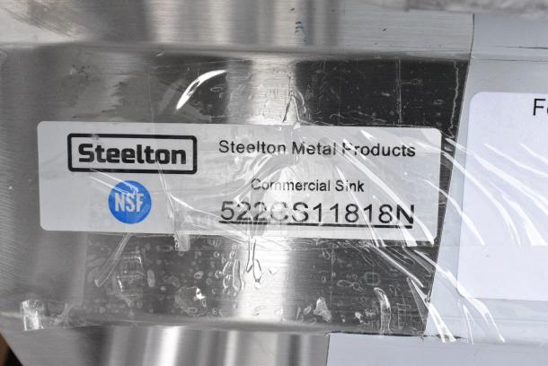BRAND NEW SCRATCH AND DENT! Steelton 522CS11818N 23 1/2" 18-Gauge Stainless Steel One Compartment Commercial Sink without Drainboard - 18" x 18" x 12" Bowl. No Legs. - Image 4 of 4