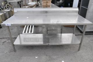 Win-holt Stainless Steel Table w/ Back Splash and Under Shelf.