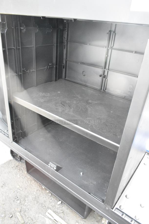 BRAND NEW SCRATCH AND DENT! Suncast Commercial Black Poly Janitorial Cart on Commercial Casters. - Image 4 of 5