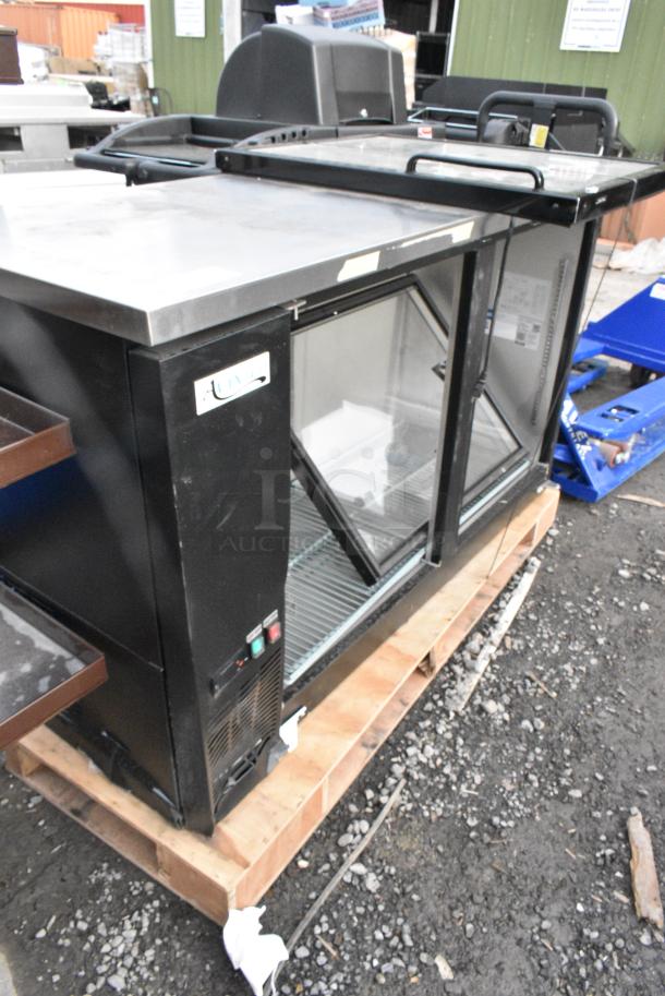 BRAND NEW SCRATCH AND DENT! Avantco 178UBB60GHC 60" Black Counter Height Narrow Glass Door Back Bar Refrigerator with LED Lighting. 115 Volts, 1 Phase. - Image 2 of 8