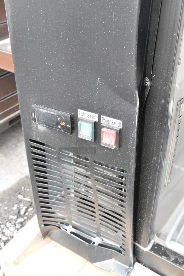 BRAND NEW SCRATCH AND DENT! Avantco 178UBB60GHC 60" Black Counter Height Narrow Glass Door Back Bar Refrigerator with LED Lighting. 115 Volts, 1 Phase. - Image 4 of 8