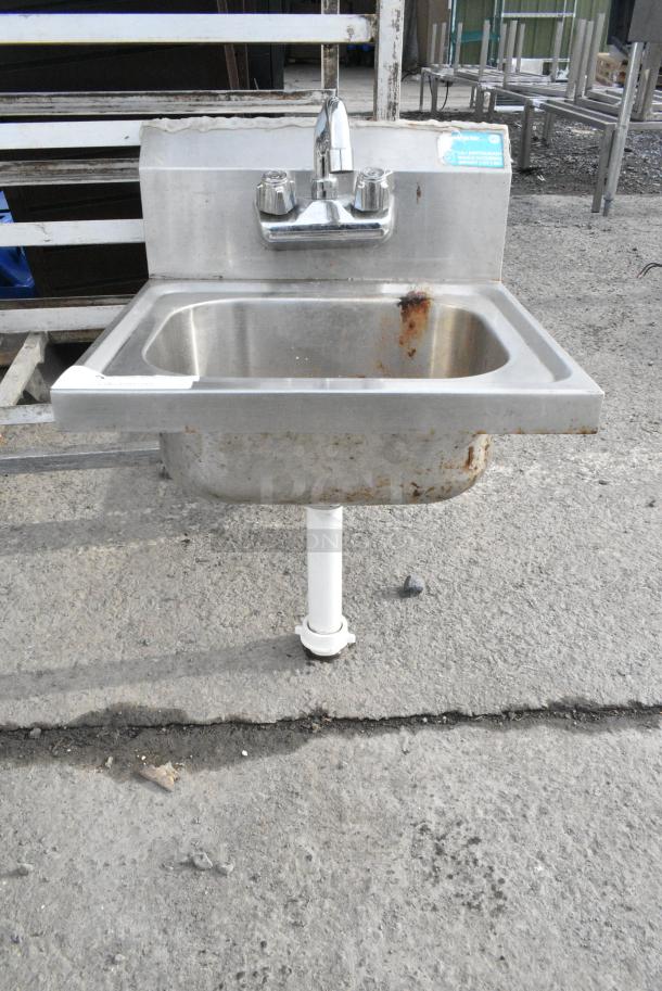 Stainless Steel Single Bay Sink w/ Faucet and Handles. - Image 1 of 5