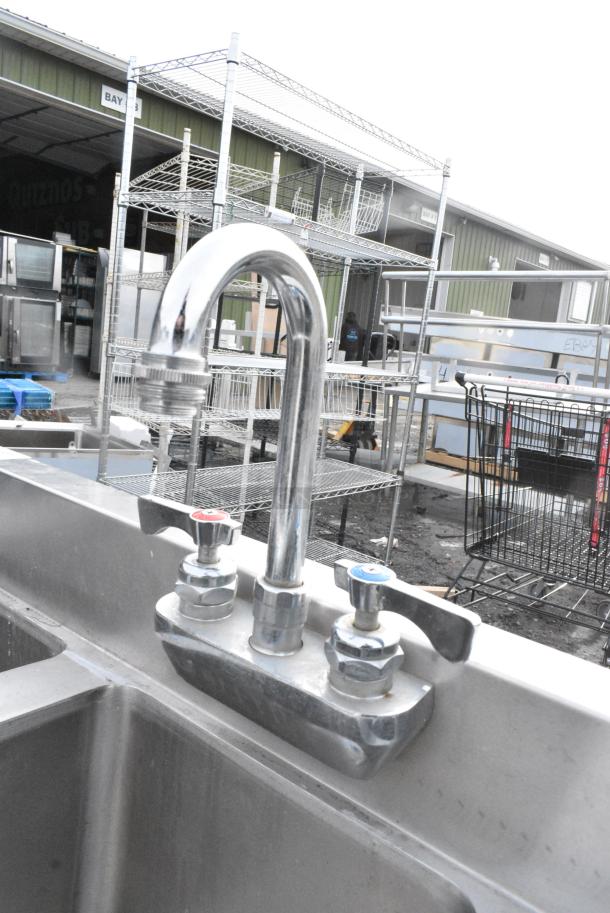 Stainless Steel 3 Bay Sink w/ Faucet and Handles. - Image 5 of 6